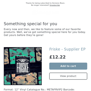 NEW! Friske - Supplier EP [METALHEADZ]