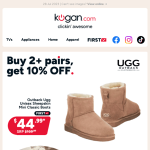 Outback Uggs: Buy 2 pairs, get 10% OFF