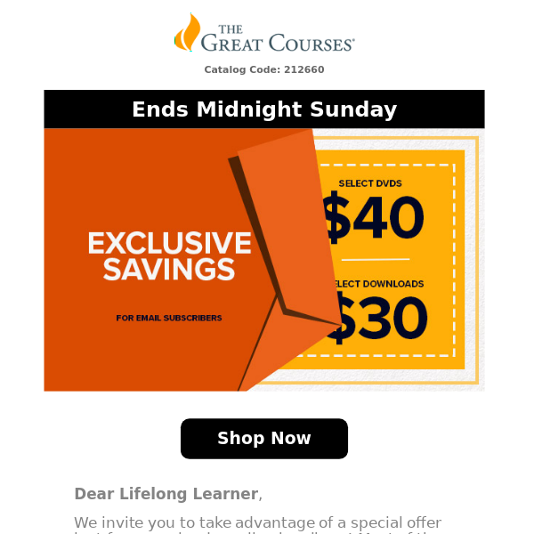 Last Chance! Select Courses $30-$40