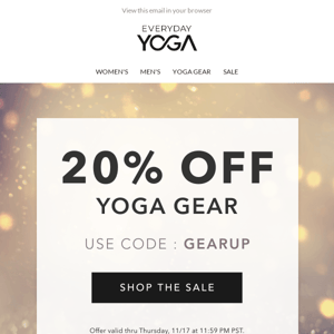 Two Days Left for 20% off Yoga Gear!