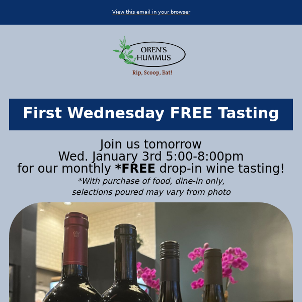 Our FREE Monthly Wine Tasting is Tomorrow!