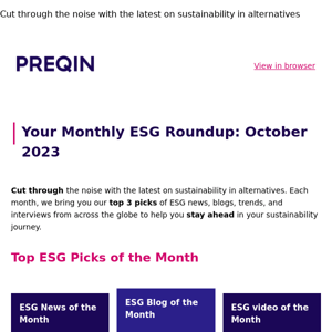 What’s new in ESG this month?
