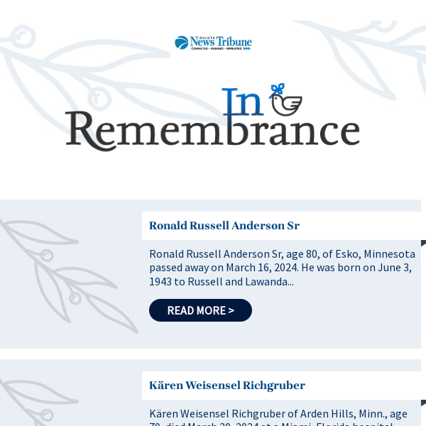 Recent Obituaries for Wednesday, March 27, 2024