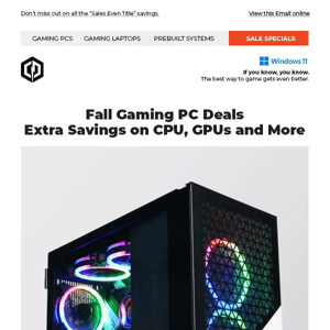 ✔ Fall Gaming PC Deals - Free Shipping and More Savings