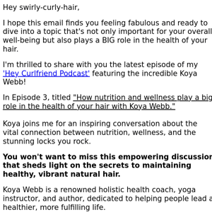 [New Podcast] Unlock the Power of Nutrition for Healthy Natural Hair with Koya Webb