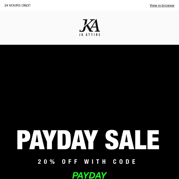 PAYDAY SALE NOW LIVE - 20% OFF 🔥