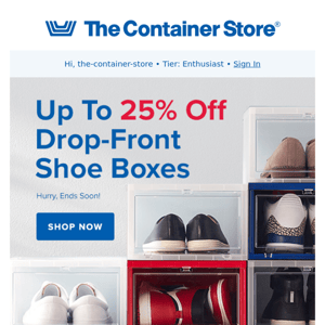 Up to 25% Off Drop-Front Shoe Boxes