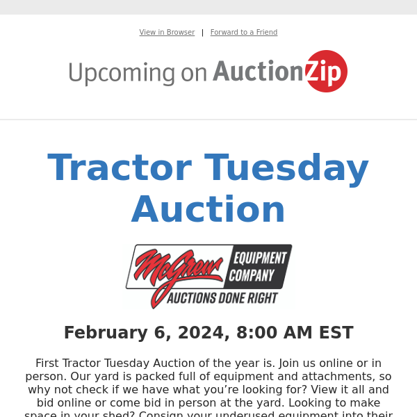 Tractor Tuesday Auction