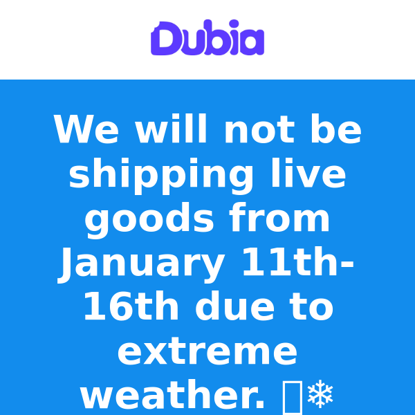 No live shipping form Jan. 11th-16th!