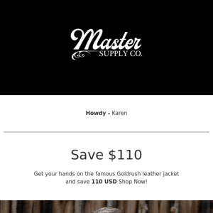 Master Supply Co   LAST FEW HOURS -  Save $110 Off The Goldrush - Act Fast!