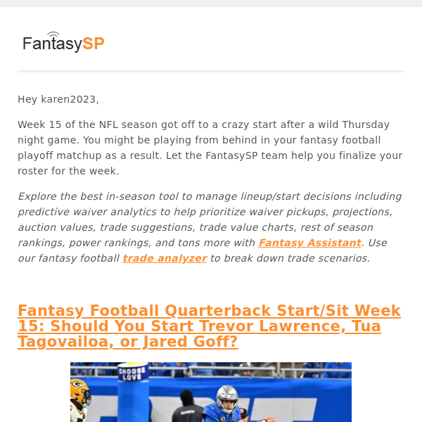 Week 15 Fantasy Football News and Analysis