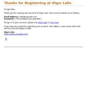 Thanks for Registering at Vigor Labs
