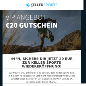 Keller Sports ist zurück: bitte bestätigen