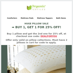 Pillow- BUY 1, GET 1 FOR 25% OFF!