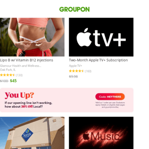 Lipo B w/ Vitamin B12 injections | Two-Month Apple TV+ Subscription | Sam's Club Memberships