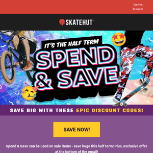 Skate Hut 💰 Huge Half Term Savings! 🤫 Plus, exclusive offer inside!