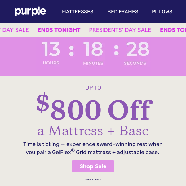 ENDS TONIGHT: Save Up to $800 on a Mattress + Base