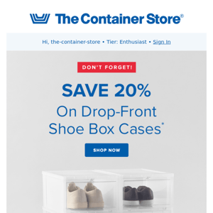 Don’t Miss It! 20% OFF Drop-Front Shoe Box Cases