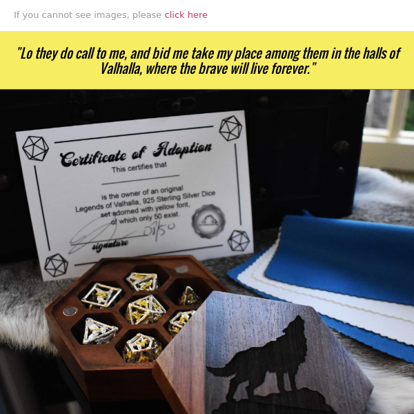 *LIMITED EDITION* LEGENDS OF VALHALLA STERLING SILVER DICE SET - ONLY 50 AVAILABLE