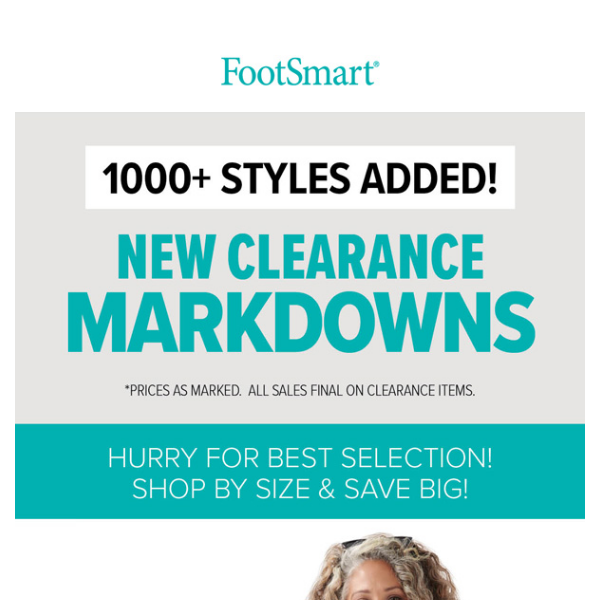 Shop Your Size and SAVE! NEW Clearance Markdowns.
