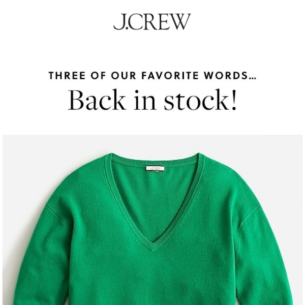 Psst, The Cashmere relaxed V-neck sweater is back in stock...