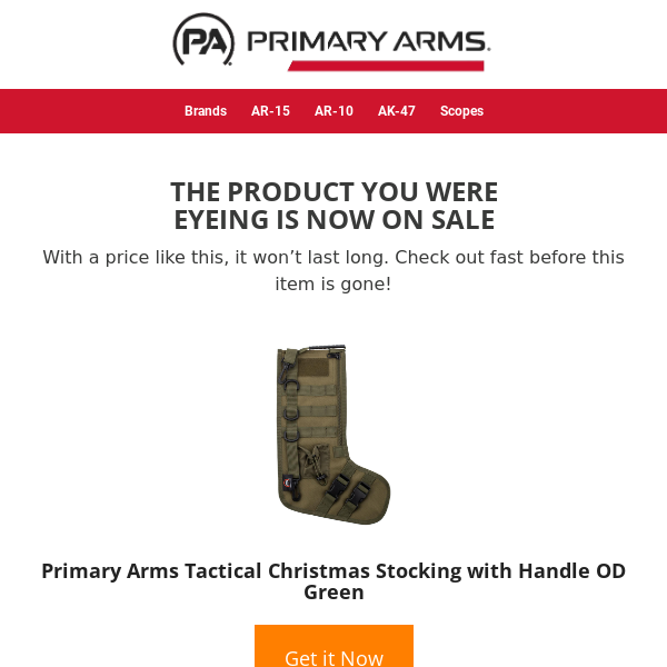 💲 Price drop! Primary Arms Tactical Christmas Stocking with Handle OD Green is now on sale… 💲