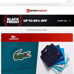 Lacoste | Columbia | O’Neill | Rivelo | Highlander Clothing | Up to 70% Off!
