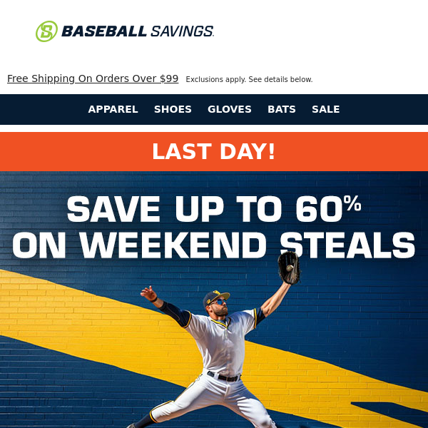 Last Day To Save Up To 60% - Baseball Savings