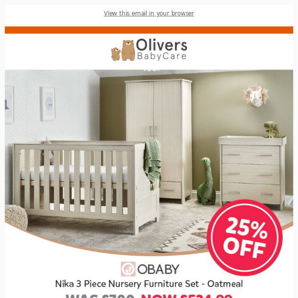 Planning your baby's nursery? Save 25% on the Nika 3-piece room set