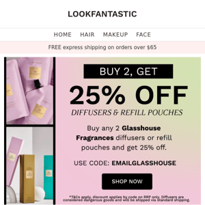 Buy 2, Get 25% Off* 🤩 Glasshouse Fragrances