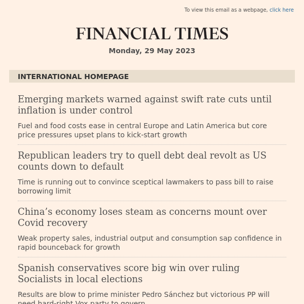 International morning headlines: Emerging markets warned against swift rate cuts until inflation is under control...