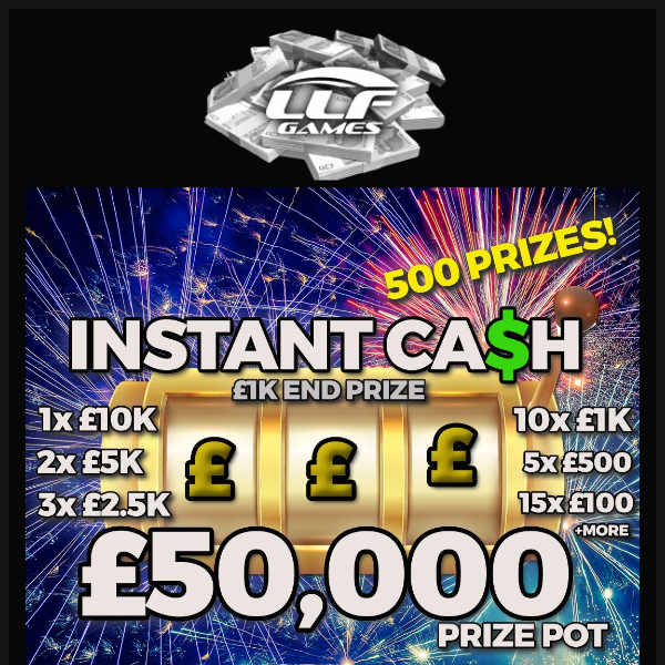 Today you could WIN BIG with our £50,000 Prize Pool 🤑