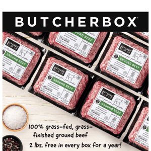 $100 OFF + FREE GROUND BEEF for a year from BUTCHERBOX! ⚡