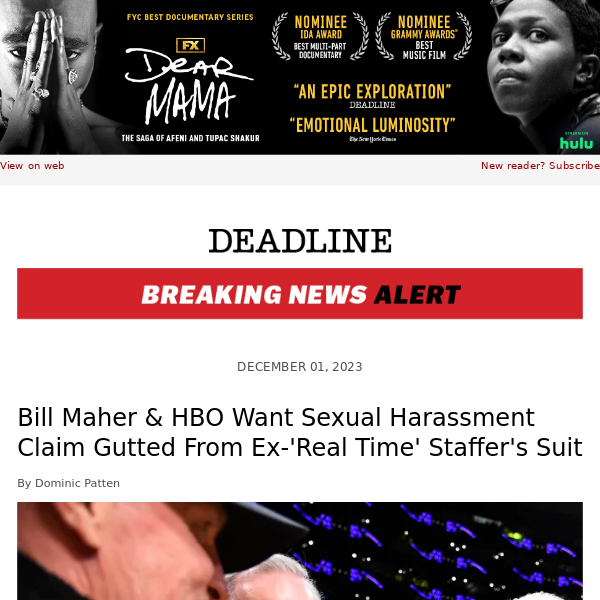 Bill Maher and HBO Want Sexual Harassment Claim Gutted From Ex-'Real Time' Staffer's Suit