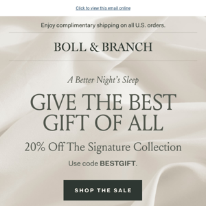 20% OFF the *most luxurious* bedding experience