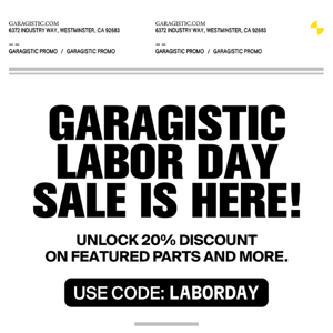 🛠️ Labor Day Sneak Peek: 20% Off Labor Day Deals!