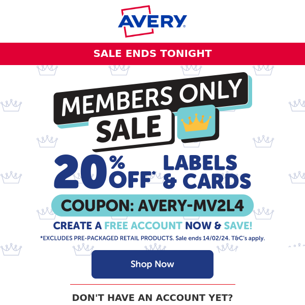 20% Off Members Only Sale - Ends Tonight