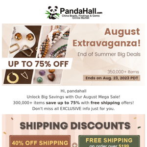 UP TO 75% OFF! Enjoy August Extravaganza with Free Shipping Offer