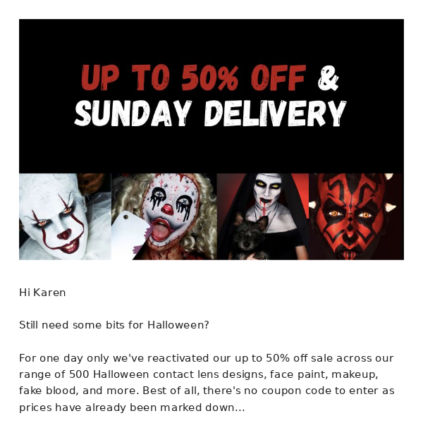 RE: 50% Off & Sunday delivery 👻🎃