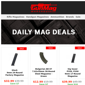 Stick Around For These Deals | Glock 9mm 24rd Mag for $33