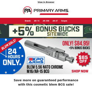 24Hrs ONLY! ⏰ $65 OFF Expo Arms Cosmetic Blem 5.56 Chrome BCG!