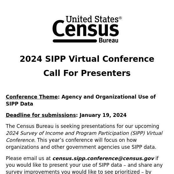 2024 SIPP Virtual Conference Call For Presenters U S Census Bureau   Email600