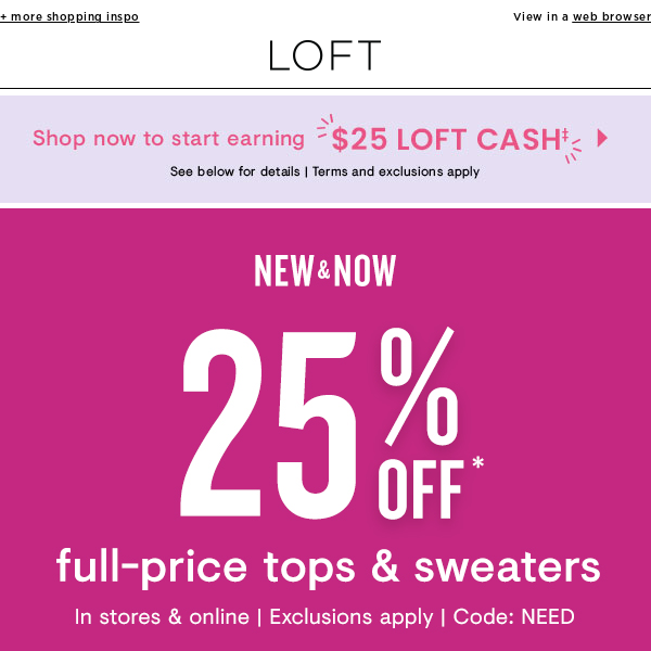 25% off tops & sweaters ends tomorrow!