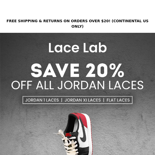 👟 Flash Sale: 20% Off All Jordan Laces!