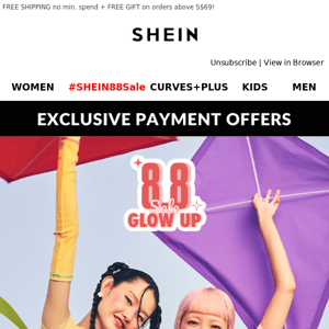 ✨#SHEIN88Sale ✨ Glow up NOW with our hottest fashion pieces at super bussin’ prices up to 88% off🔥