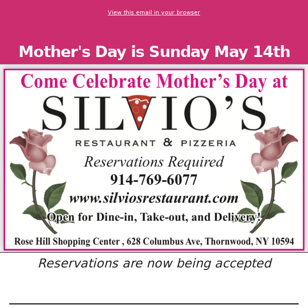 Mother's Day is Sunday May 14th!