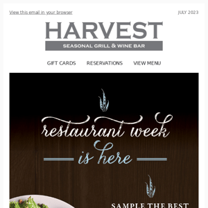 Harvest Restaurant Week Is Here!