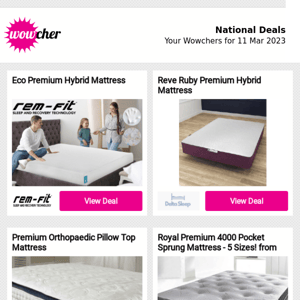 Eco Premium Hybrid Mattress | Reve Ruby Premium Hybrid Mattress | Premium Orthopaedic Pillow Top Mattress | Royal Premium 4000 Pocket Sprung Mattress - 5 Sizes! from