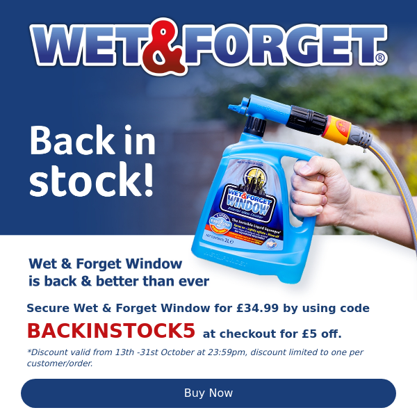 £5 off Window Cleaner Back In Stock Now - Don't miss out!