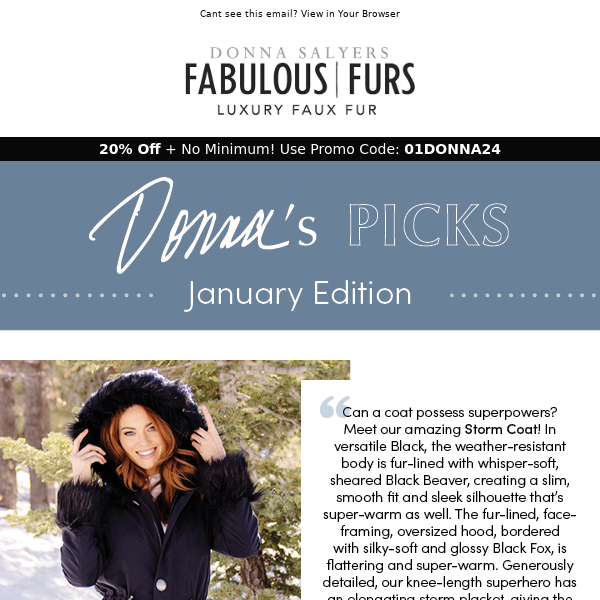 Donna's Picks for January + 20% Off - No Minimum!